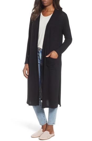 Women's Gibson Long Fleece Open Cardigan - Black