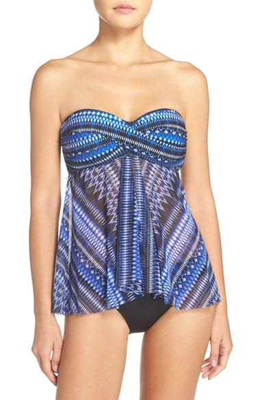 Women's Profile By Gottex 'indigo Girl' Bandeau Flyaway Tankini Top
