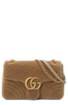 Gucci Medium Gg Marmont 2.0 Matelasse Velvet Shoulder Bag - Brown
