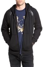 Men's G-star Raw Rackam Zip Hoodie With Faux Leather Trim, Size - Black