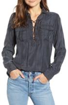 Women's Rails Bailey Lace-up Blouse - Grey