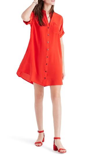 Women's Madewell Button Down Silk Shirtdress