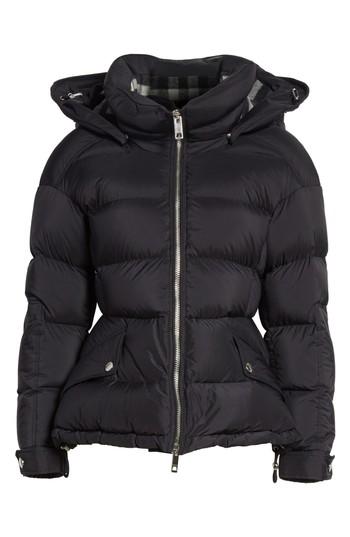 Women's Burberry Fleetwood Hooded Down Puffer Jacket - Black