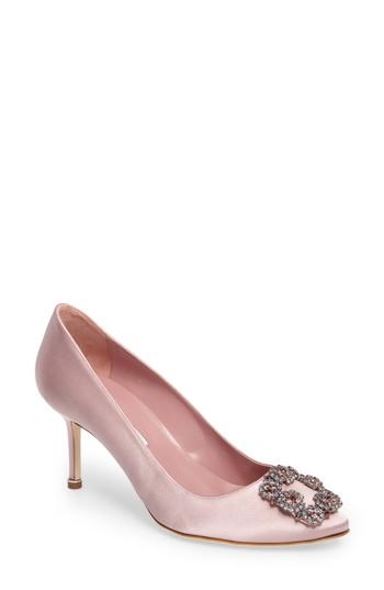 Women's Manolo Blahnik 'hangisi' Pointy Toe Pump .5us / 36.5eu - Pink