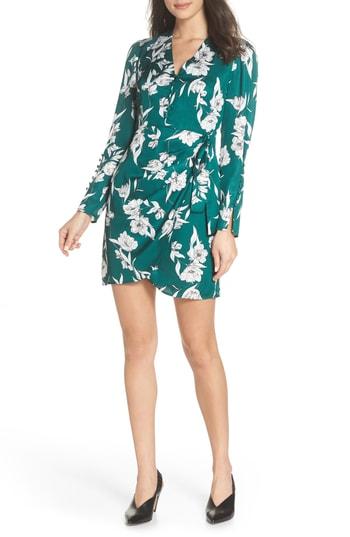 Women's Bardot Side Tie V-neck Dress - Green