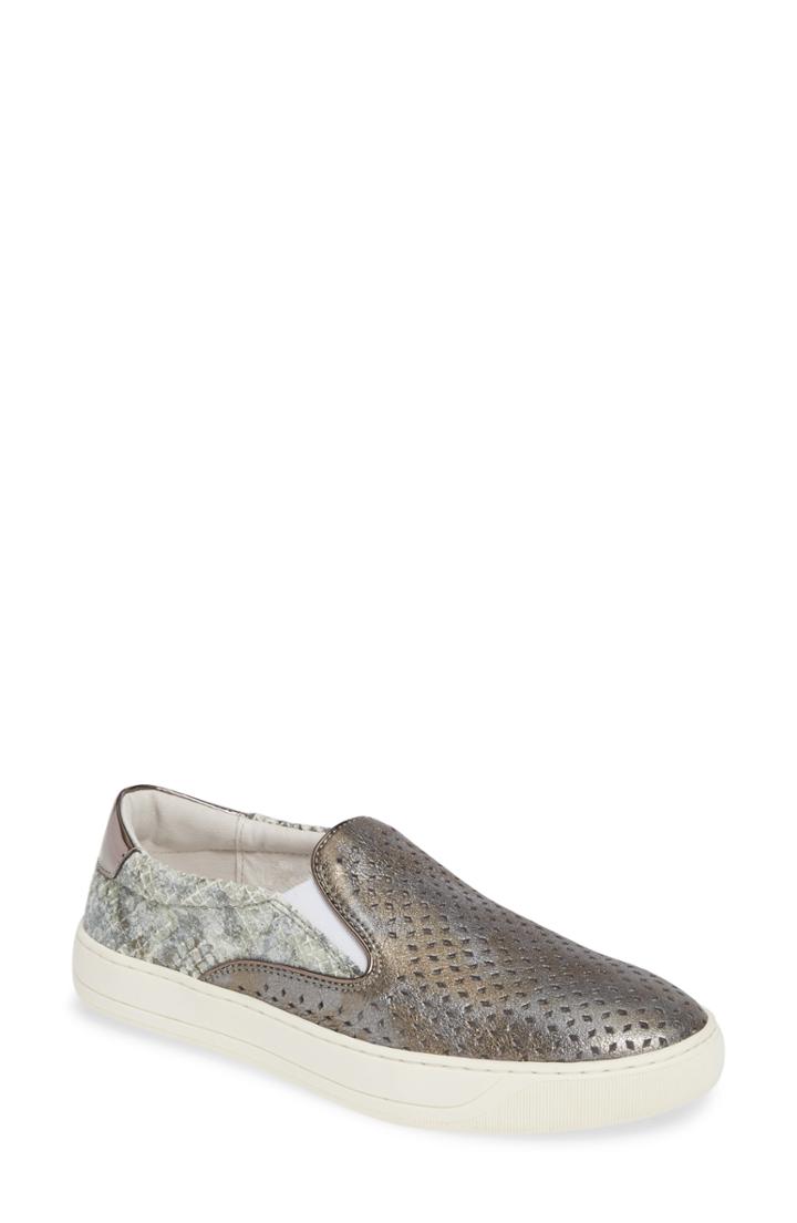 Women's Johnston & Murphy Elaine Perforated Slip-on Sneaker M - Grey