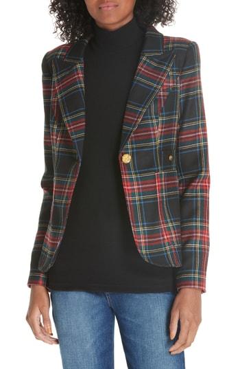 Women's Smythe Tartan Wool Blazer - Black