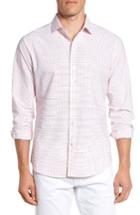 Men's Mizzen+main Norwalk Windowpane Performance Sport Shirt R - Red