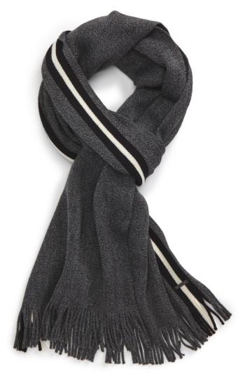 Men's Boss Fador Wool Stripe Scarf, Size - Black