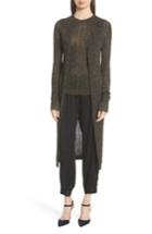 Women's Nili Lotan Lasalle Metallic Knit Long Cardigan - Black