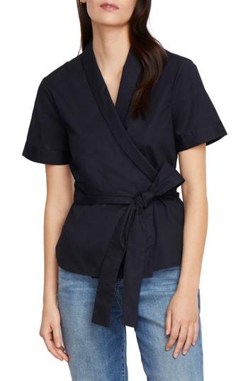 Women's Habitual Rowan Stretch Cotton Wrap Blouse - Black