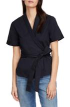 Women's Habitual Rowan Stretch Cotton Wrap Blouse - Black