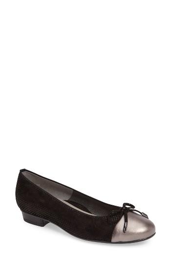Women's Ara 'betty' Cap Toe Flat M - Black