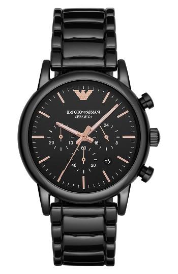 Men's Emporio Armani Ceramic Chronograph Bracelet Watch, 43mm