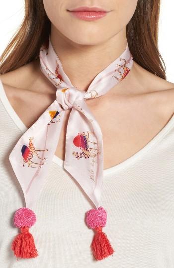 Women's Kate Spade New York Camel March Skinny Silk Scarf, Size - Pink