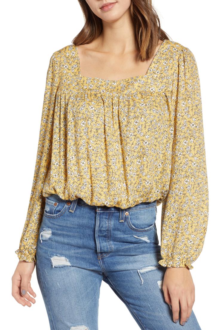 Women's Row A Floral Print Tunic - Yellow
