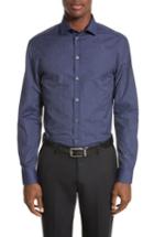 Men's Armani Collezioni Regular Fit Pinstripe Sport Shirt, Size - Blue