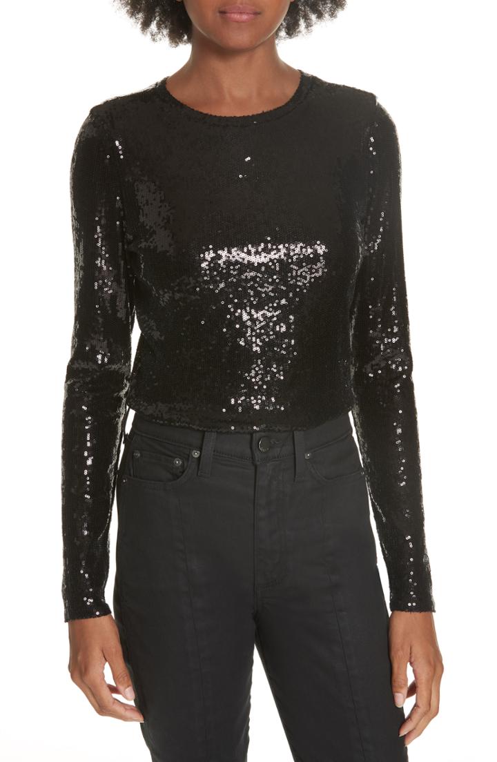 Women's Alice + Olivia Delaina Sequin Top - Black