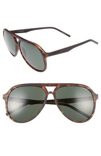 Men's Polaroid Eyewear 59mm Aviator Sunglasses - Matte Havana/ Green