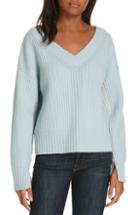 Women's Lewit Stitch Detail Ribbed Cashmere Sweater - Blue