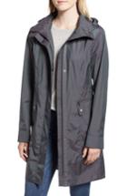 Women's Cole Haan Signature Back Bow Packable Hooded Raincoat, Size - Grey