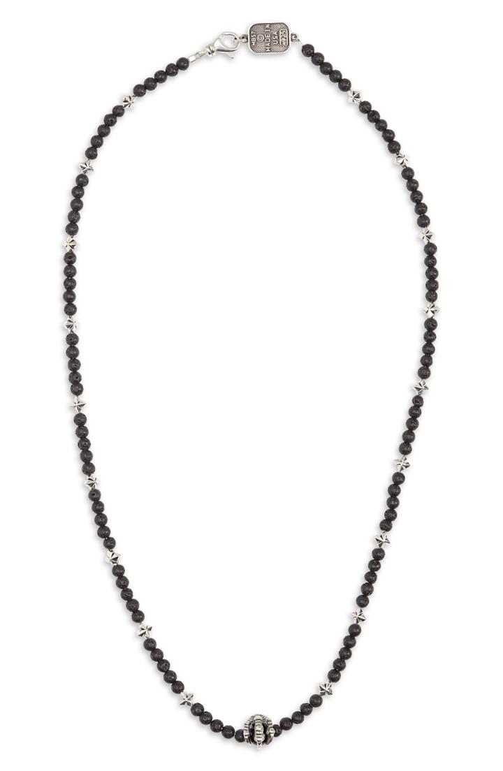 Men's King Baby Lava Rock & Onyx Bead Necklace