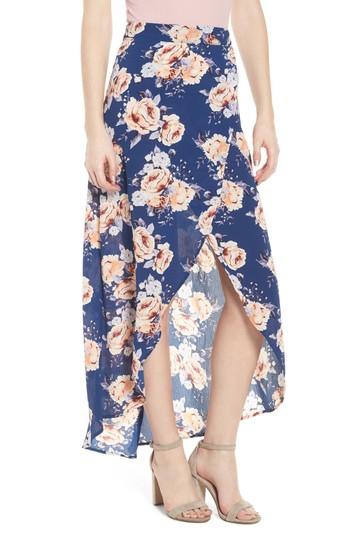 Women's Mimi Chica Floral Print Maxi Skirt - Blue