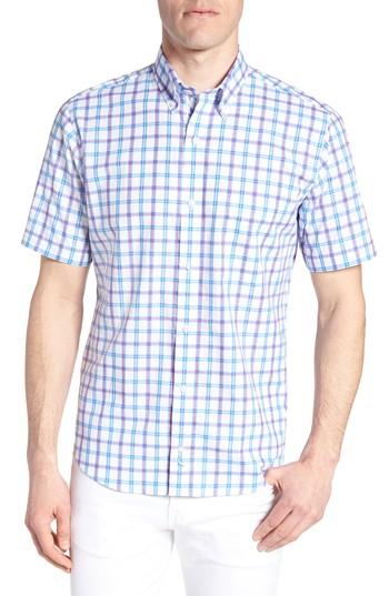 Men's Tailorbyrd Arman Regular Fit Windowpane Sport Shirt, Size - Blue
