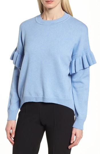 Women's Boss Francisca Ruffle Trim Sweater - Blue