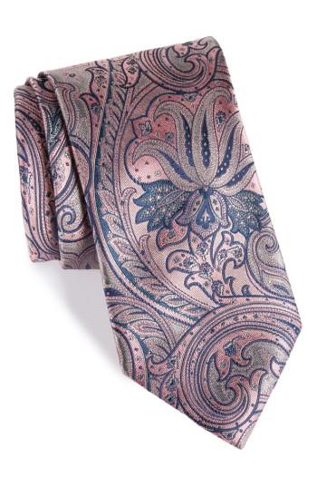 Men's Brioni Paisley Silk Tie, Size - Pink