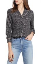 Women's Halogen Piped Shirt, Size - Black