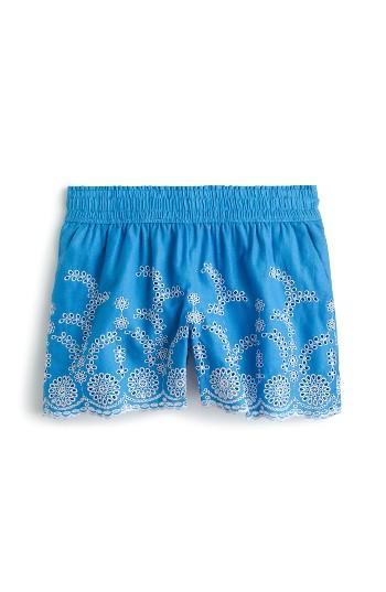 Women's J.crew Floral Embroidered Pull-on Linen Shorts, Size - White