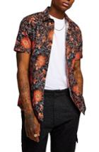 Men's Topman Floral Print Shirt - Orange