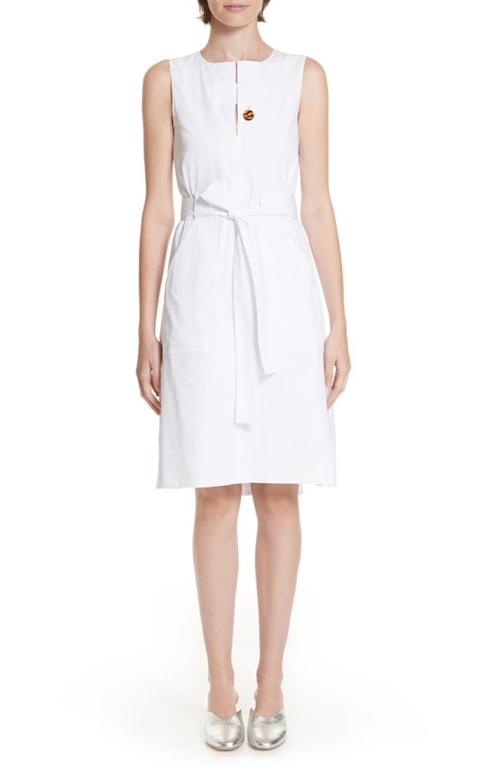 Women's Rosetta Getty Belted Cotton Poplin Dress - White