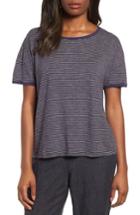 Women's Eileen Fisher Stripe Boxy Hemp & Organic Cotton Tee - Blue