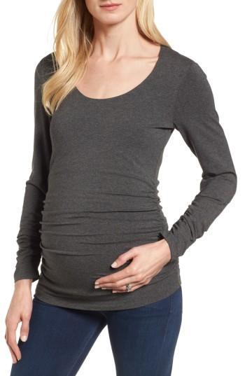 Women's Isabella Oliver Scoop Neck Maternity Tee - Grey