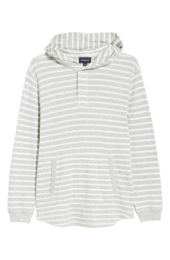Men's J.crew Beach Thermal Stripe Henley Hoodie, Size - Grey