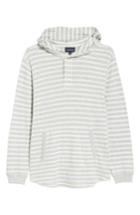 Men's J.crew Beach Thermal Stripe Henley Hoodie, Size - Grey