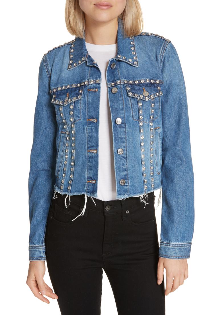 Women's Veronica Beard Cara Rhinestone Jean Jacket