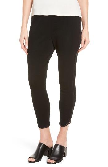 Women's Ming Wang Faux Leather Trim Leggings - Black