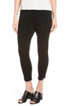 Women's Ming Wang Faux Leather Trim Leggings - Black