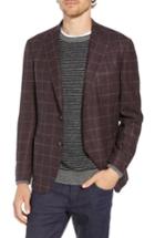 Men's Culturata Trim Fit Windowpane Wool & Cashmere Sport Coat R - Red