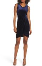 Women's Fraiche By J Faux Wrap Velvet Dress - Blue