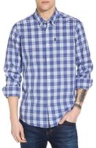 Men's Barbour Leo Trim Fit Plaid Sport Shirt - Blue