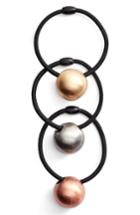 Tasha 3-pack Ball Charm Ponytail Holders, Size - Black