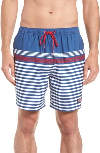 Men's Vineyard Vines Chappy Summerall Stripe Swim Trunks, Size - Blue