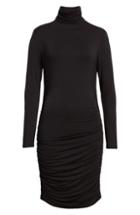 Women's Halogen Side Ruched Turtleneck Dress, Size - Black