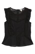 Women's Hinge Mixed Lace Peplum Top, Size - Black