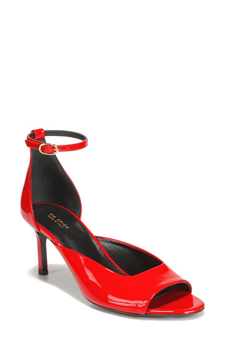 Women's Via Spiga Jennie Ankle Strap Sandal .5 M - Red