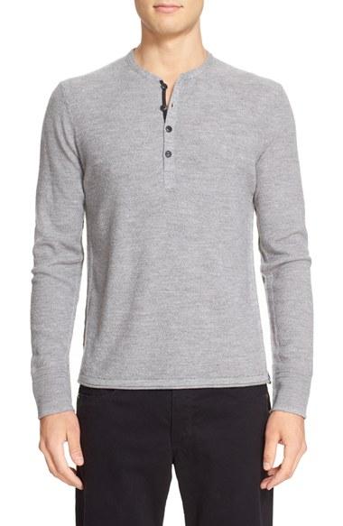 Men's Rag & Bone Merino Wool Henley, Size - Grey